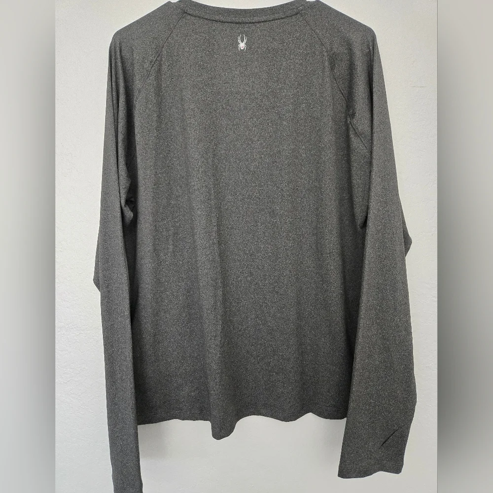Spyder Active Womens Long-Sleeve, Thumbhole Crew Neck Top - Black Heather XXL - Picture 8 of 8